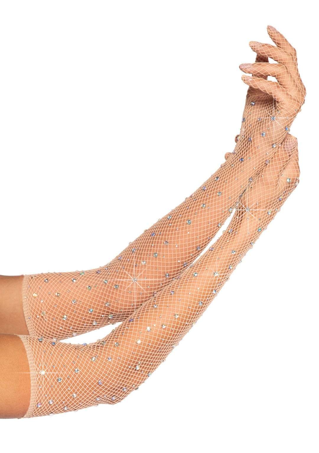 Bling Ring Rhinestone Fishnet Gloves - Image 3