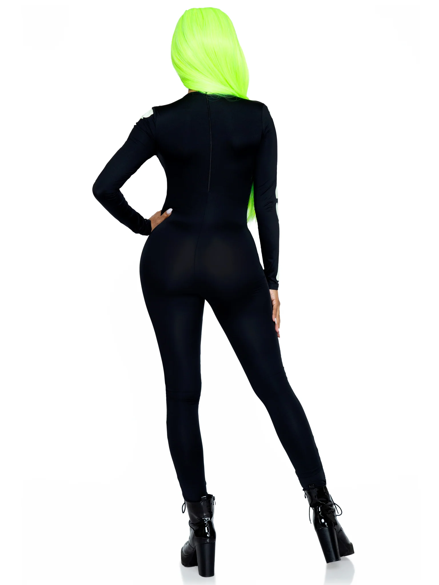 Printed Glow In The Dark Skeleton Catsuit - Image 5