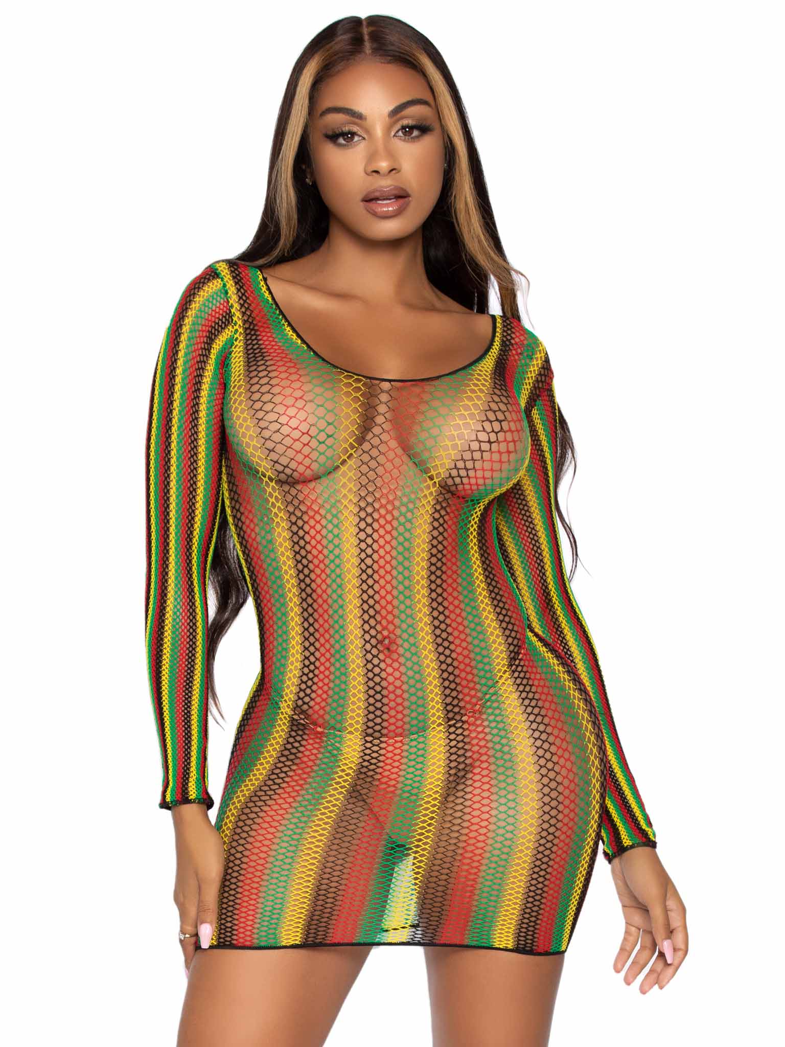 Rasta Net Mini Dress - Image 4