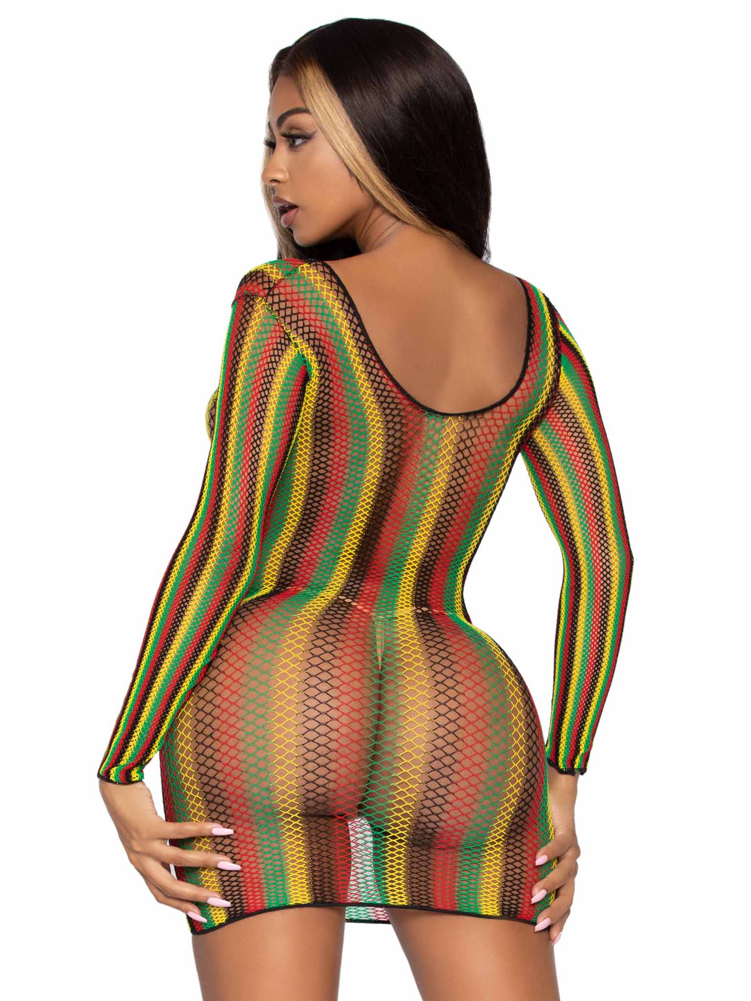 Rasta Net Mini Dress - Image 5