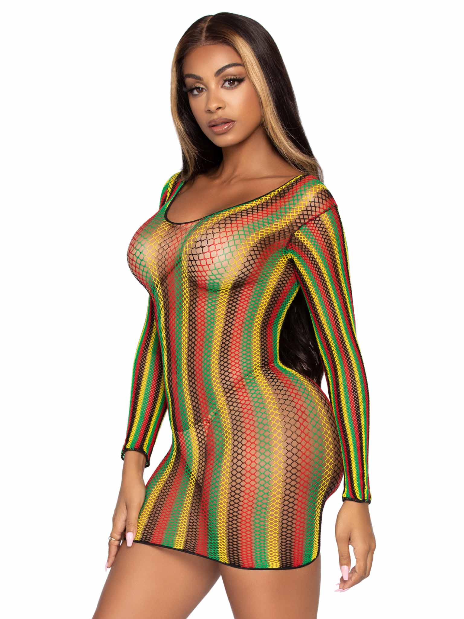 Rasta Net Mini Dress - Image 6