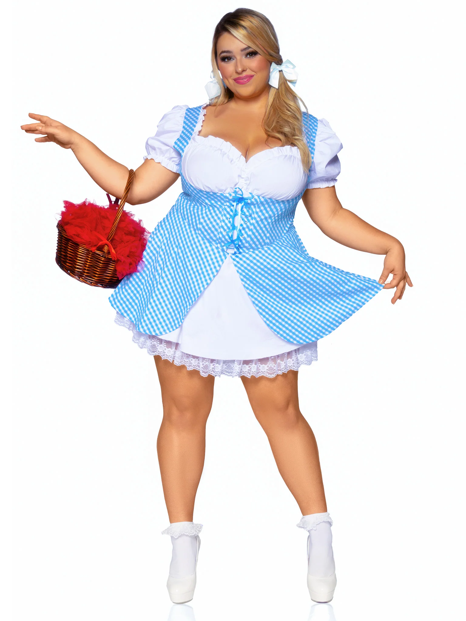 Plus Gingham Dress With Split Skirt - Image 5