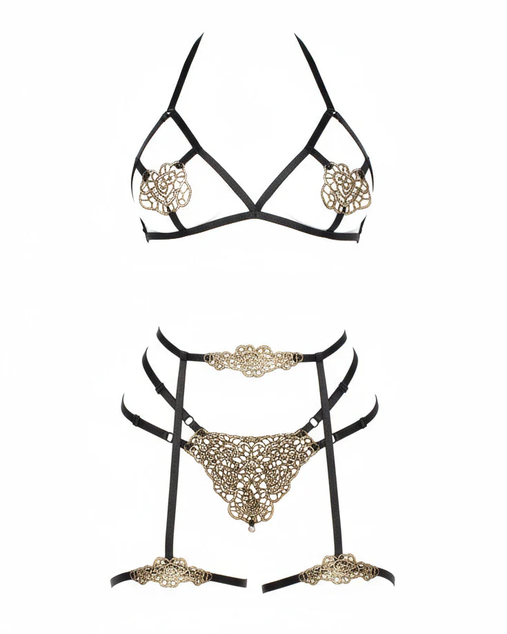 DM After Dark Applique Bra and Panty Set - Image 4